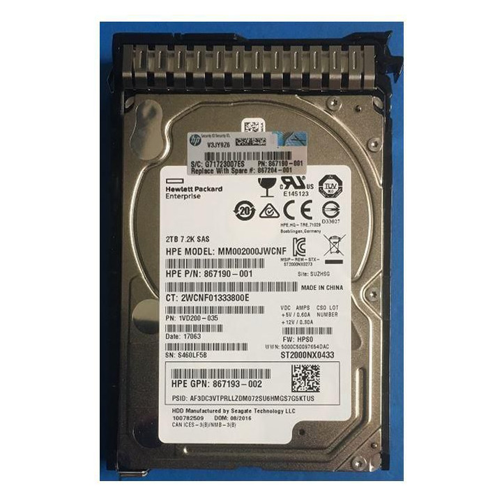 Hewlett Packard Enterprise HDD 2TB 12G 7.2K SFF SAS SC