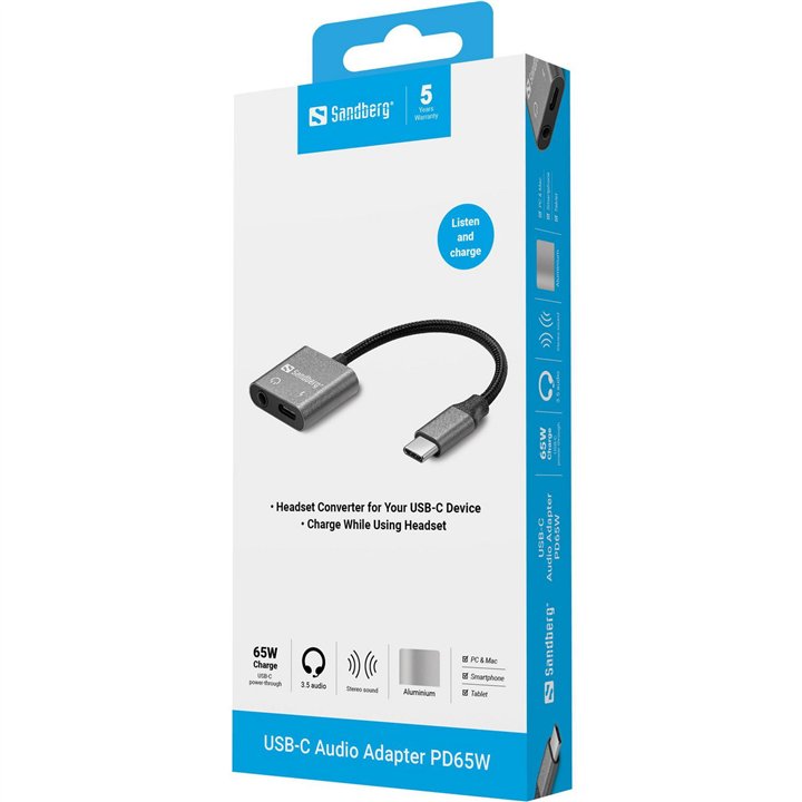 Sandberg USB-C Audio Adapter PD65W