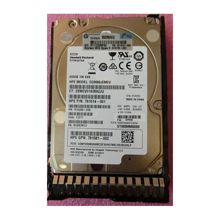 Hewlett Packard Enterprise 600GB SAS 12G 10K SFF SC DS