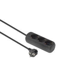 MicroConnect 3-way Schuko Socket 5M Black