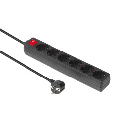 MicroConnect 6-way Schuko Socket 1.8M Black