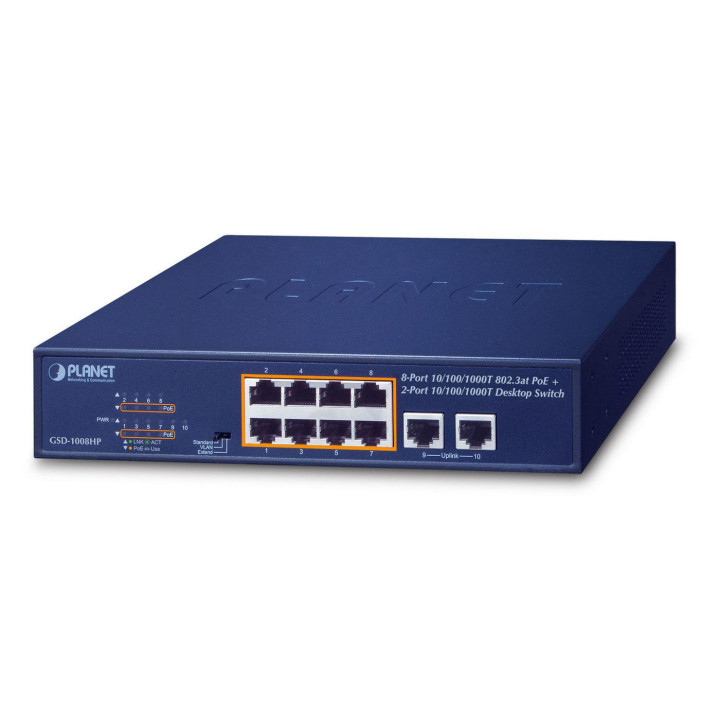 Planet 8-Port 10/100/1000T 802.3at