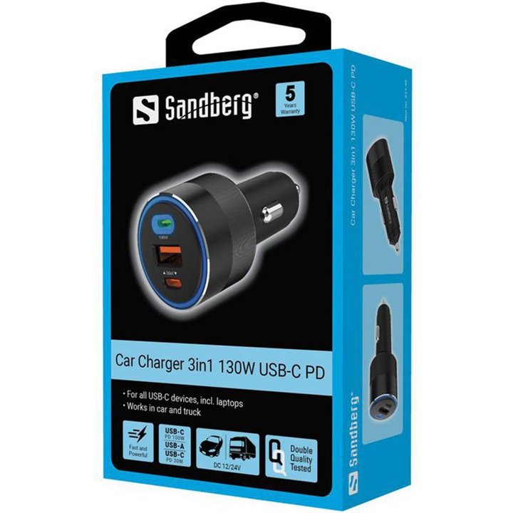 Car Charger 3in1 130W USB-C PD
