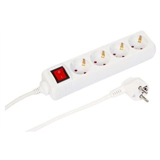 MicroConnect 4-way Schuko Power Strip on/off switch 1.5M, White