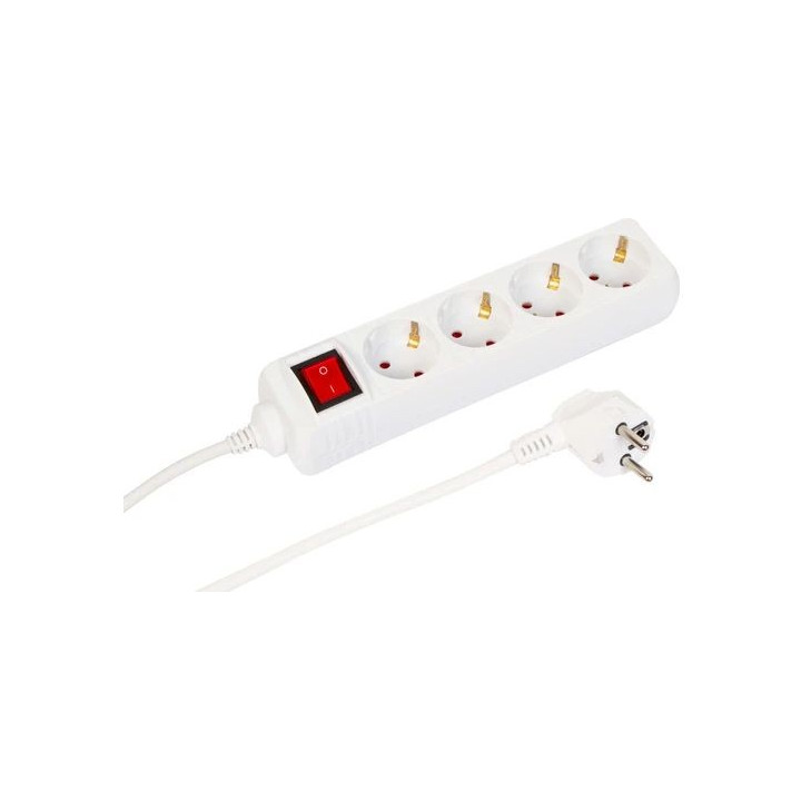MicroConnect 4-way Schuko Power Strip on/off switch 1.5M, White