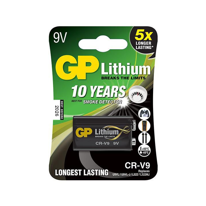 GP LITHIUM BATTERY 9V/CRV9