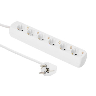 6-way Schuko Socket 5M White