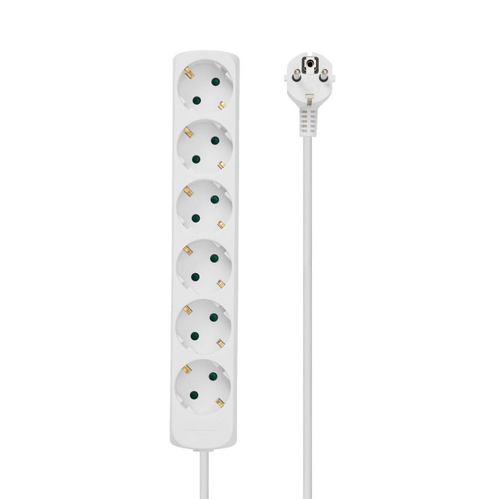 6-way Schuko Socket 5M White