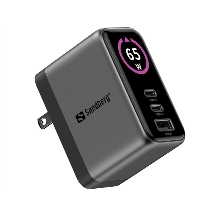 Sandberg Travel Charger PD65W Display