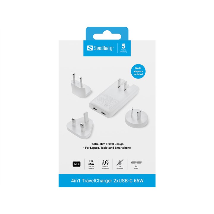 Sandberg 4in1 TravelCharger 65W White