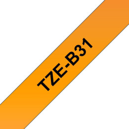 Brother Tape Black on Flu Orange 12mm