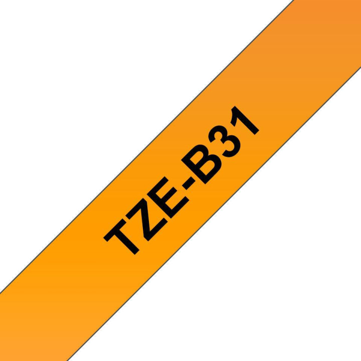 Brother Tape Black on Flu Orange 12mm