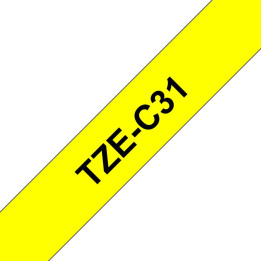 Brother Tape Black on Flu Yellow 12mm