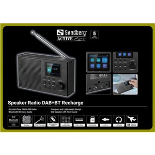 Sandberg Speaker Radio DAB+BT Recharge