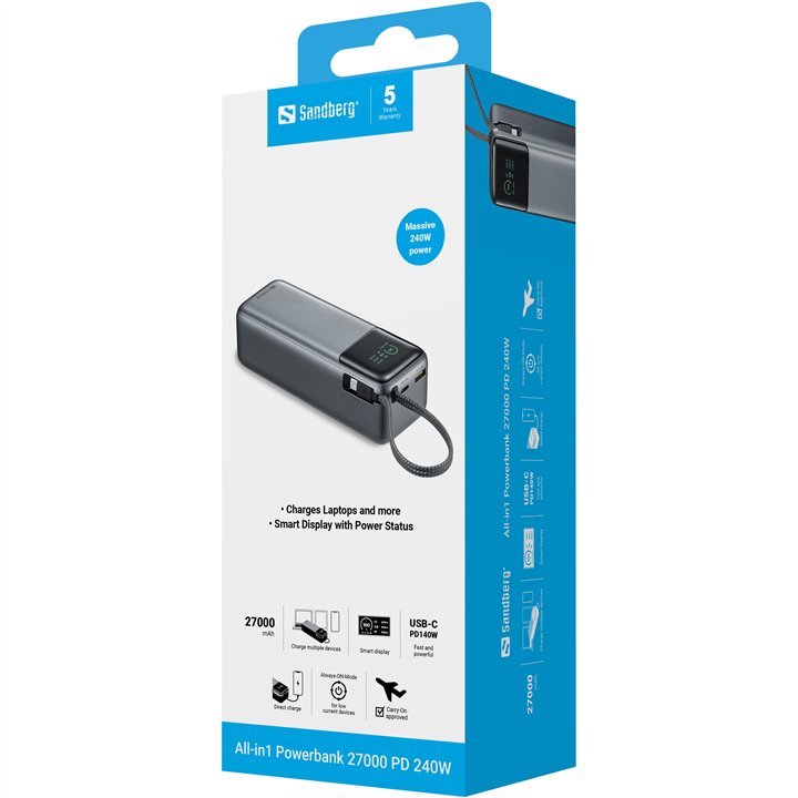 Sandberg All-in1 Powerbank 27000 PD