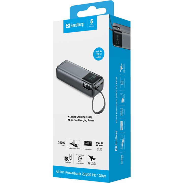 Sandberg All-in1 Powerbank 20000 PD