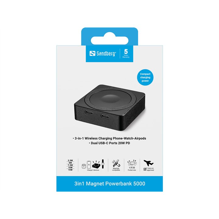 Sandberg 3in1 Magnet Powerbank 5000