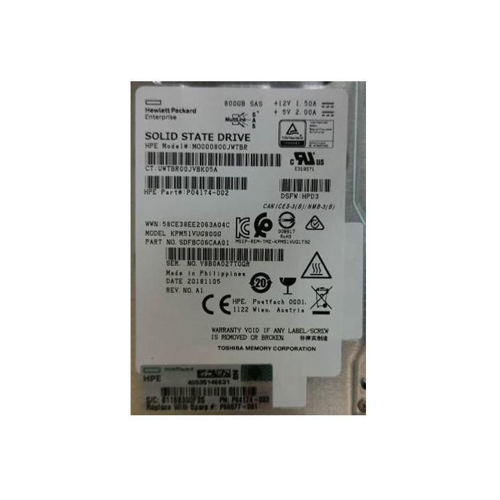 Hewlett Packard Enterprise SSD 800GB SFF SAS MU DS SC
