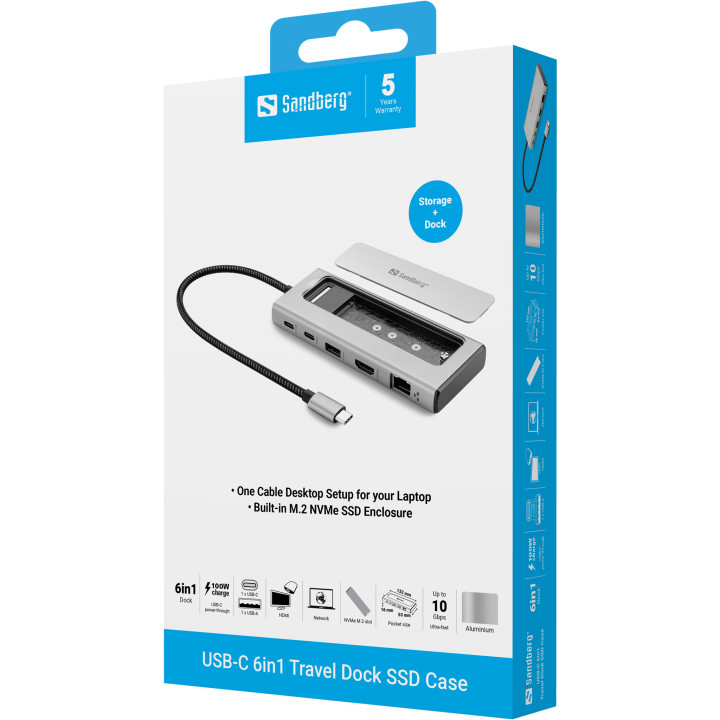 Sandberg USB-C 6in1 Travel Dock SSD