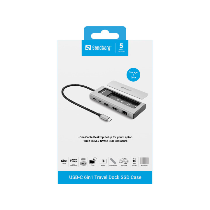 Sandberg USB-C 6in1 Travel Dock SSD