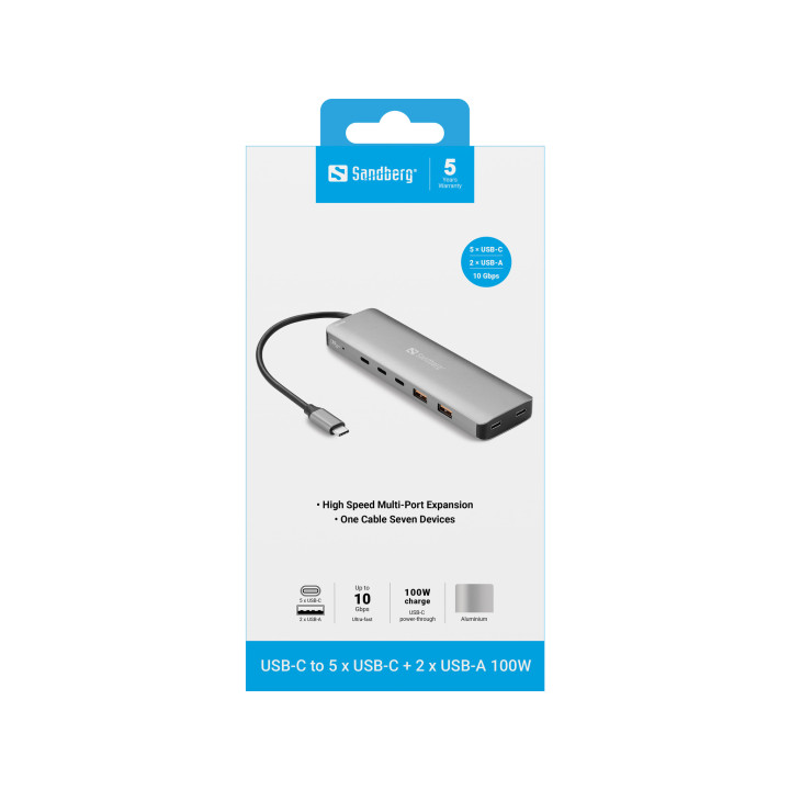 Sandberg USB-C to 5 x USB-C + 2 x