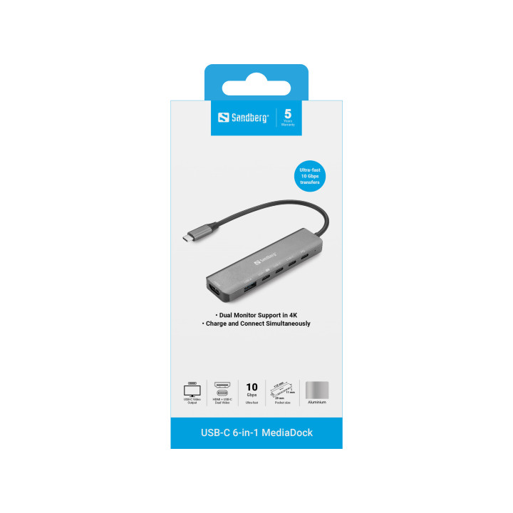 Sandberg USB-C 6-in-1 MediaDock