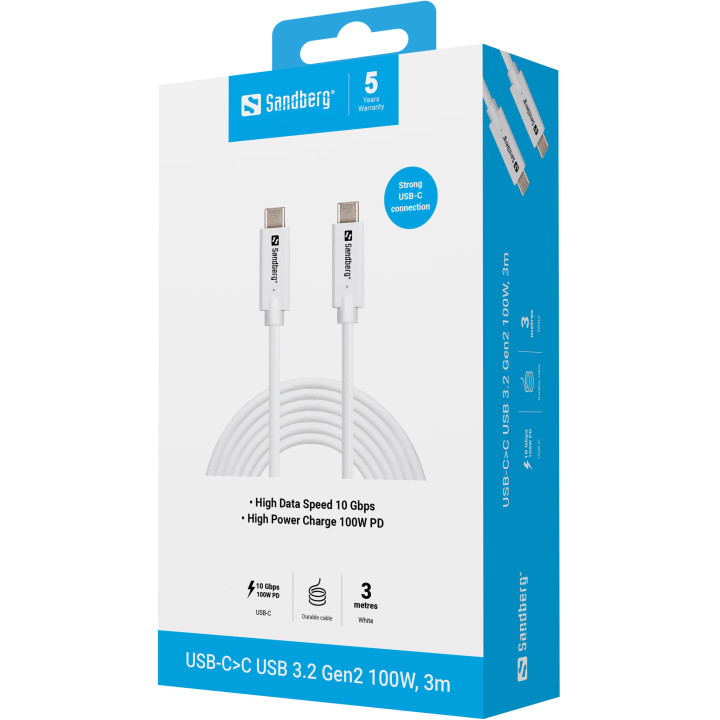 Sandberg USB-C to C USB 3.2 Gen2 100W,