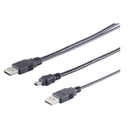 MicroConnect 2x A plug to 5 pin mini B plug