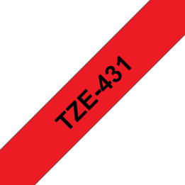 Brother TZE431 12MM BLACK ON RED TAPE