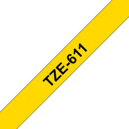 Brother TZE611 6MM BLACK ON YELLOW