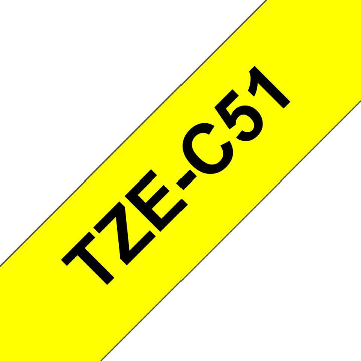Brother Tape Black on Flu Yellow 24mm