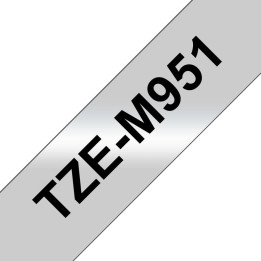 Brother Tape Black on Matt Silver 24mm