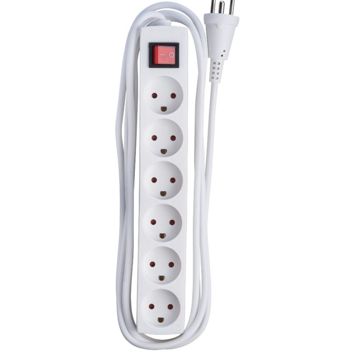 MicroConnect Power strip 6 outlets 3m White