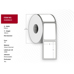 Capture Label 70x30 - Core 25. White.