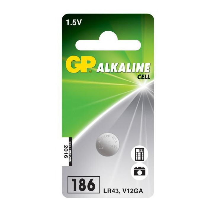 GP ALKALINE BUTTON CELL LR43
