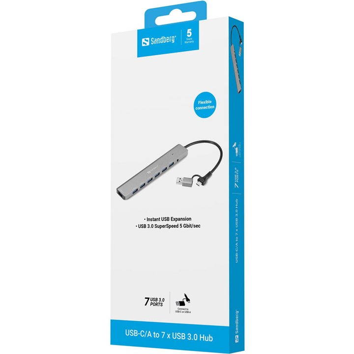 Sandberg USB-C/A to 7 x USB 3.0 Hub