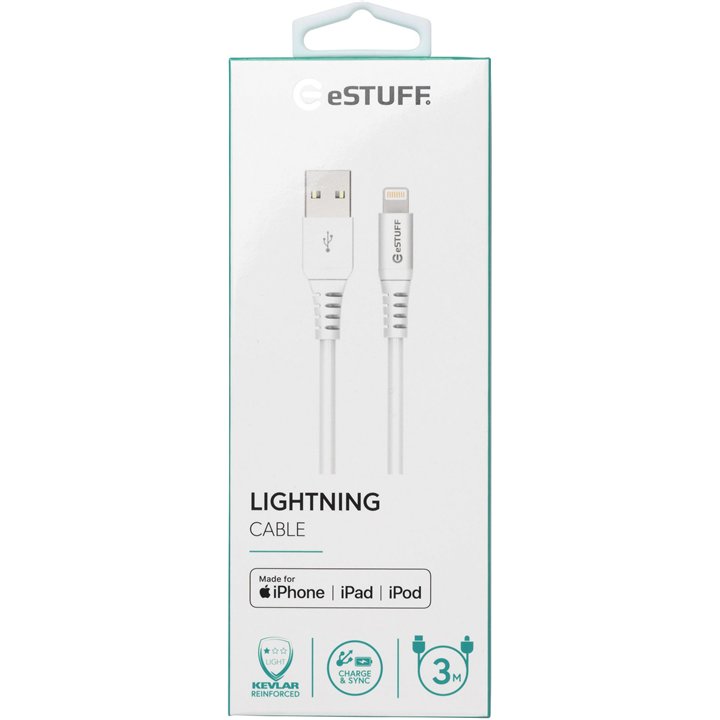 eSTUFF Lightning Cable MFI 3m White