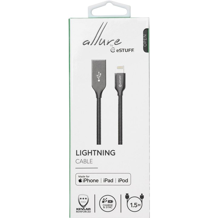 eSTUFF Lightning Cable MFI 1,5 m gunmetal